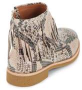 Thumbnail for your product : Kate Spade Betsie Too Fringed Snake-Embossed Leather Ankle Boots