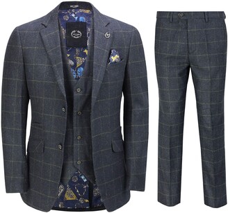 Navy Tweed Jacket For Men | Shop the world's largest collection of fashion  | ShopStyle UK