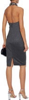 Thumbnail for your product : Badgley Mischka Embellished Mélange Stretch-jersey Halterneck Dress