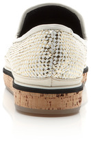 Thumbnail for your product : Nicholas Kirkwood Gold White Weave Raffia And Cork Loafer