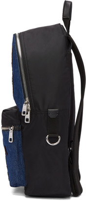 Dolce & Gabbana Black and Blue Denim Patches Backpack