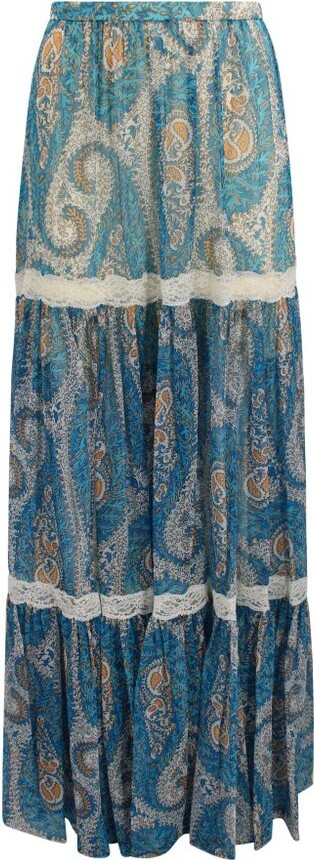 Etro Paisley Printed Laced Skirt