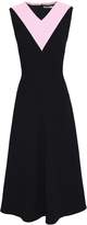Thumbnail for your product : Emilia Wickstead Two-tone Wool-crepe Midi Dress