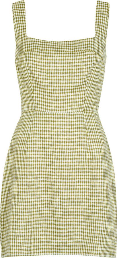 Reformation Celosia Gingham-jacquard Linen Mini Dress