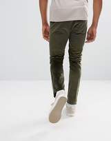 Thumbnail for your product : ASOS DESIGN Skinny Khaki Velour Pants With Side Stripe