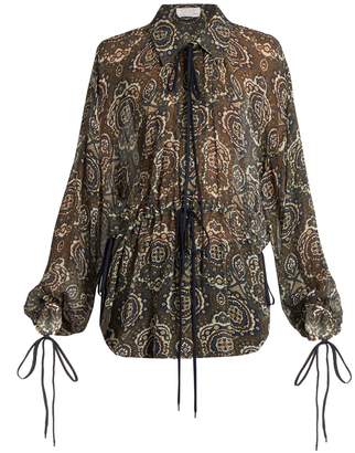 Chloé Oriental-print silk-crepon blouse