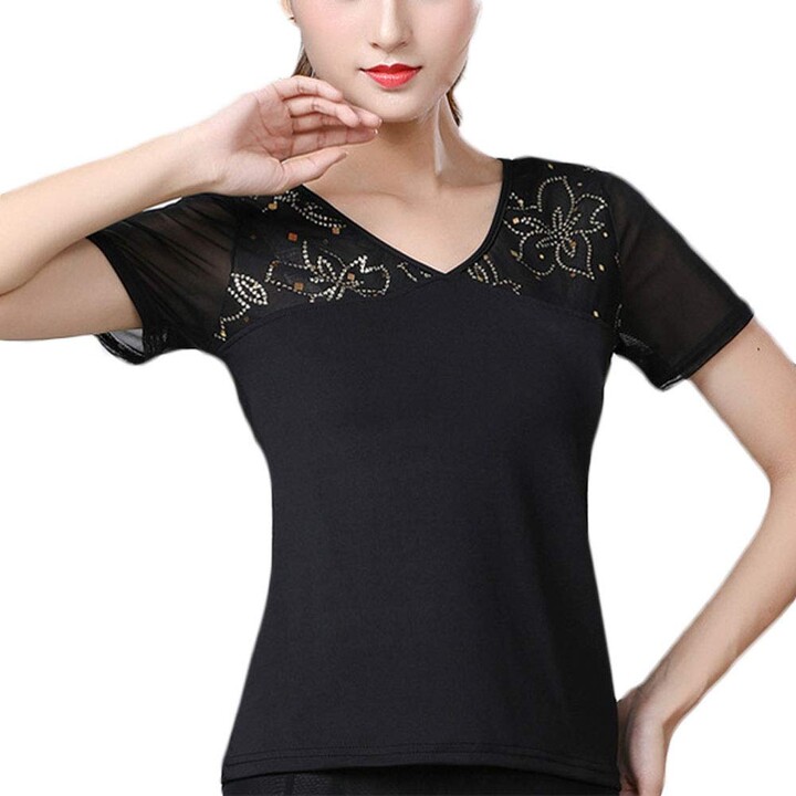 Womens Clothing Tops Short-sleeve tops Burberry Wool Top With Short Sleeves in Black 