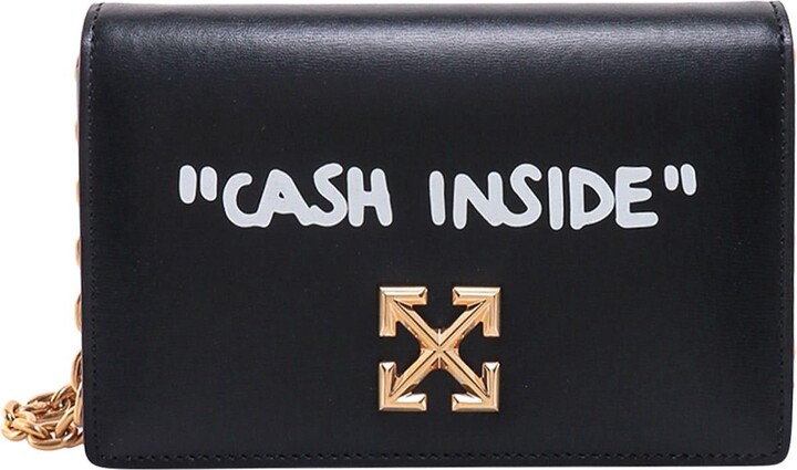 Off-White Women's Jitney 0.5 Leather Cash Inside Shoulder Bag - Black White One-Size