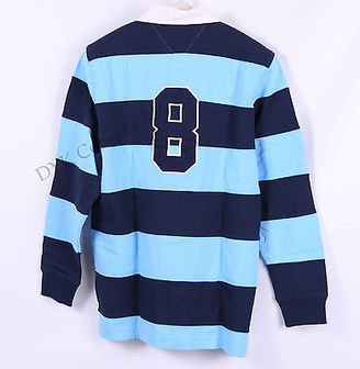 Tommy Hilfiger New Men's Classic Stripe Rugby Polo Shirt Long Sleeve - Free Ship