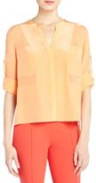 Thumbnail for your product : BCBGMAXAZRIA Gael Patchwork Silk Blouse