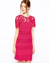 Thumbnail for your product : Warehouse Lace Stripe Tee Shirt Dress