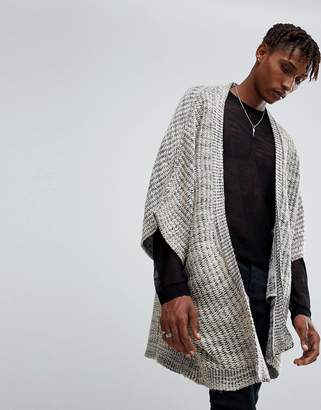 ASOS Knitted Textured Kimono Jacket In Beige