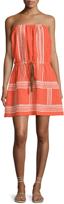 Letarte Strapless Embroidered Sun Dress, Orange