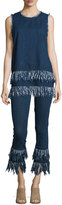Thumbnail for your product : Nicholas Frayed-Hem Cropped Flare-Leg Jeans, Mid Blue