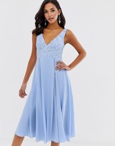 Thumbnail for your product : ASOS DESIGN midi sleeveless dress with lace bodice