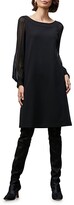 Linden Sheer-Sleeve Combo Dress 