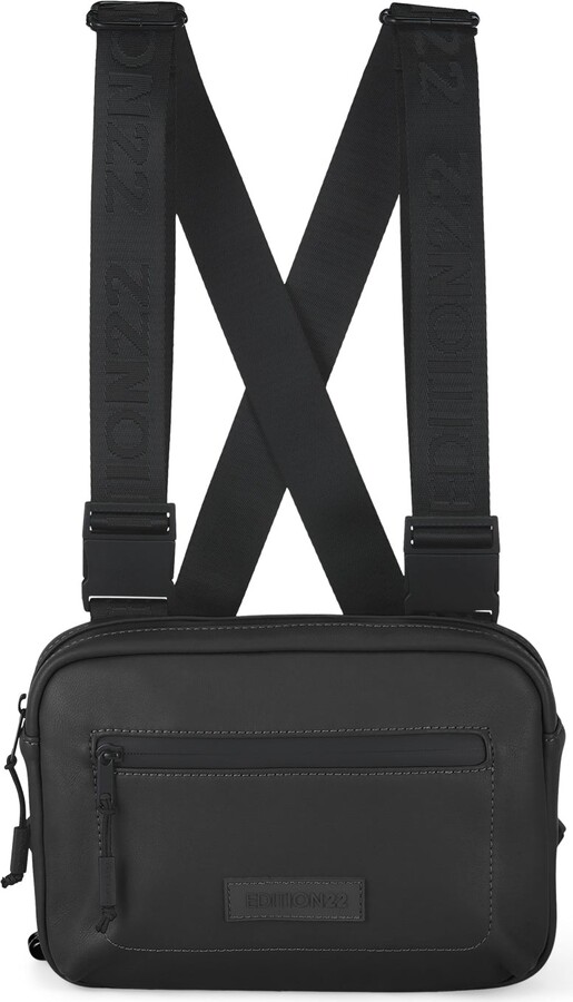 VR+NYC+Zip+Closure+Webbing+Strap+Whipstitch+Crossbody+Bag+Charcoal+-+S for  sale online