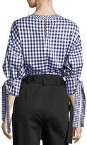 Thumbnail for your product : Rosetta Getty Gingham Balloon-Sleeve Blouse, Blue/White