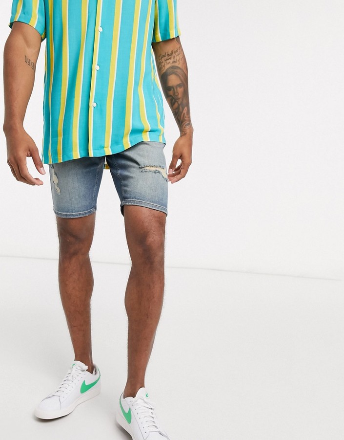 dark blue jean shorts mens