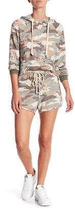 Living Doll Camo Print Floral Lace-Up Knit Shorts