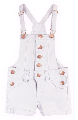 girls white overall shorts
