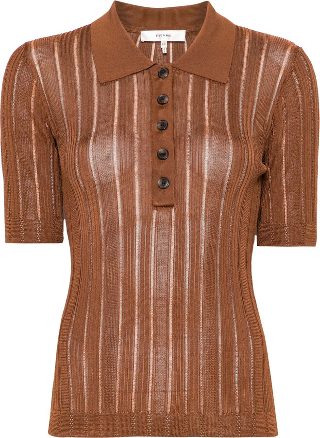 Frame Laddered Ribbed Polo Shirt
