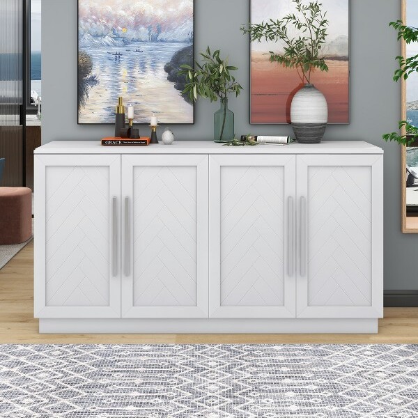 Bella Depot BellaDepot4-DoorSideboardwithAdjustableShelves-White