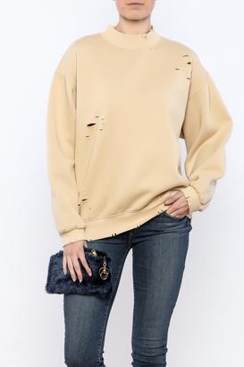 Honey Punch Vintage Cozy Tan Sweatshirt