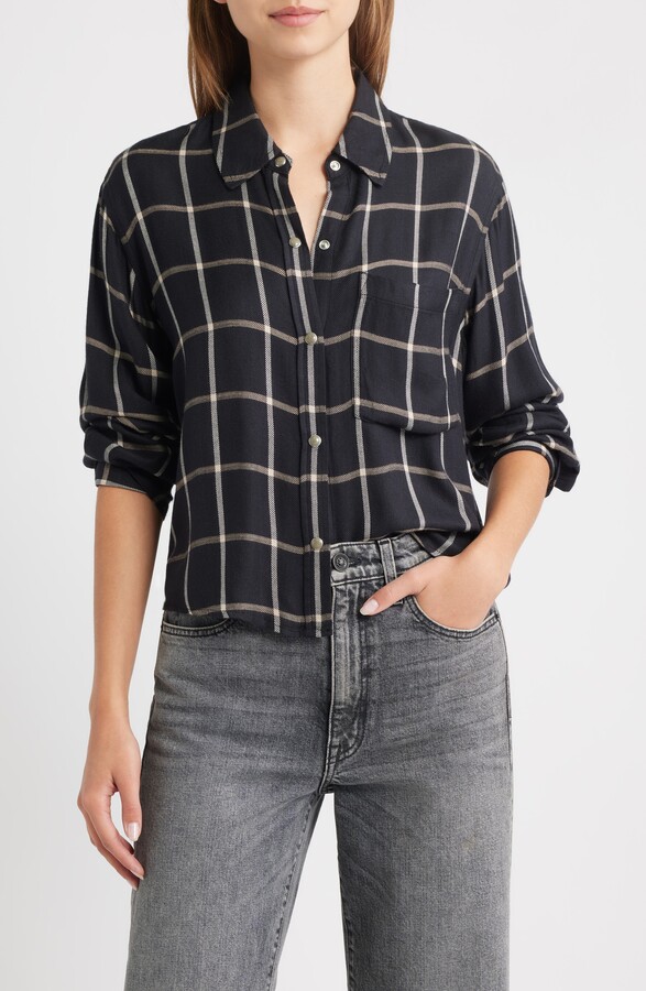 Rails Malin Windowpane Plaid Snap-Up Shirt