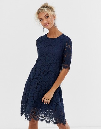 Glamorous midi dress with lace overlay