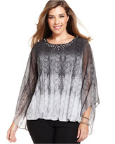 Thumbnail for your product : Alfani Plus Size Embellished Printed Blouson Top