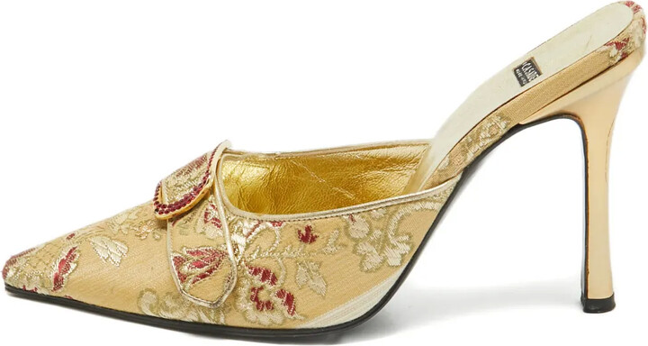 Casadei Vintage Pre-owned 105mm floral-jacquard mules