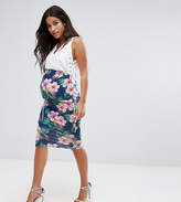 Thumbnail for your product : ASOS Maternity Over The Bump Longer Line Midi Skirt In Floral Print