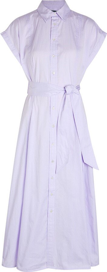 Polo Ralph Lauren Striped Belted Cotton Shirt Dress
