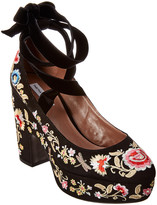 Thumbnail for your product : Tabitha Simmons Sky Flora Embroidered Suede Wedge Sandal