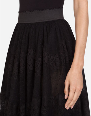 Dolce & Gabbana Long Lace Plumetis Skirt