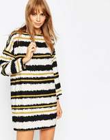 Thumbnail for your product : ASOS Design Scratchy Stripe Shift mini dress with Raw Edge Trim