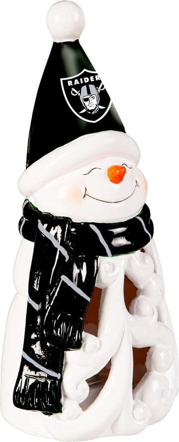 Team Sports America Las Vegas Raiders Snowman LED Christmas Garden Statuary, 8 in.
