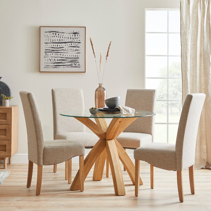 Dunelm Xavi Round Dining Table with 4 Ethan Chairs Oak (Brown) ShopStyle