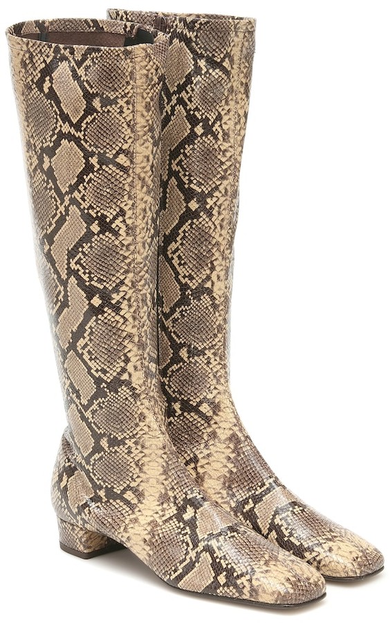 BY FAR Edie snake-effect leather knee-high boots - ShopStyle