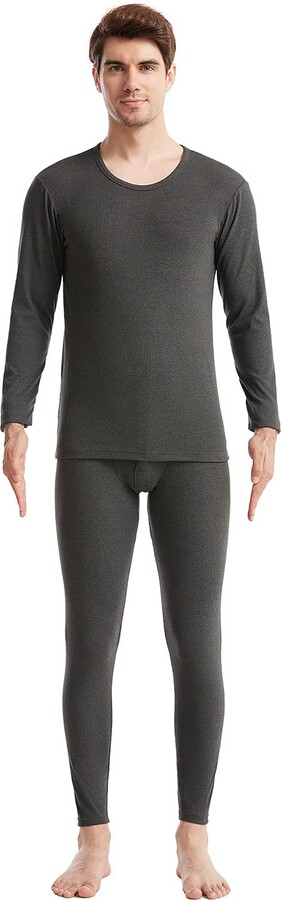 Fomolom Mens Thermal Underwear Set Winter Base Layer Top & Bottom Ultra Soft  Long Johns Pant Sets Greystone Large - ShopStyle Pyjamas