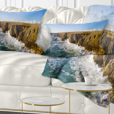 Design Art Seascape Cote Sauvage Bretagne France Lumbar Pillow