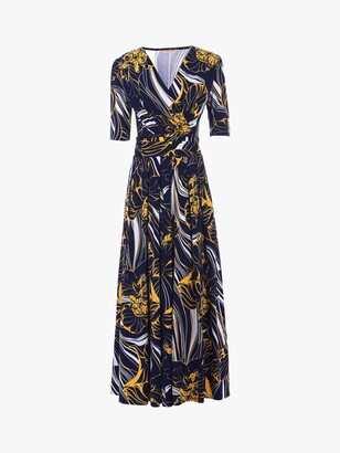Jolie Moi Half Sleeve Wrap Front Maxi Dress, Floral Multi