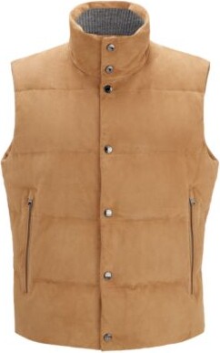 HUGO BOSS Luxury-suede gilet with down filling