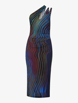 Thumbnail for your product : Thierry Mugler Wave-print crepe midi dress