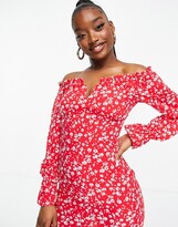Thumbnail for your product : Parisian bardot notch front mini dress in floral print