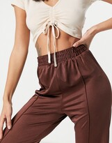 Thumbnail for your product : ASOS DESIGN jersey slouchy pj suit trackpant in chocolate