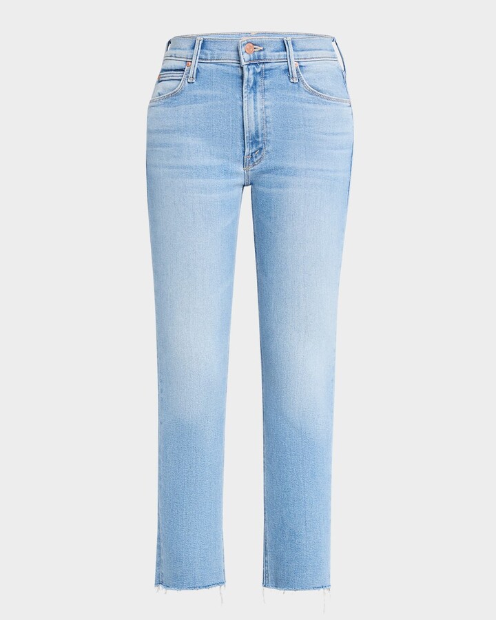 Mother Lil' Mid-Rise Dazzler Ankle Fray Jeans