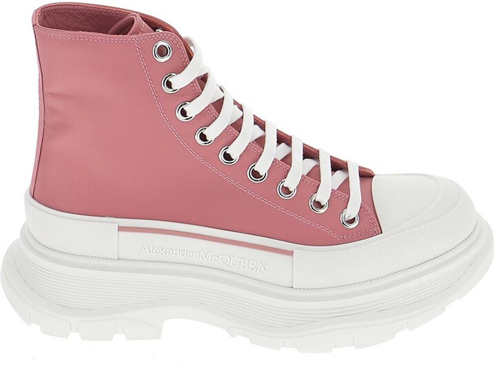 black and pink high tops