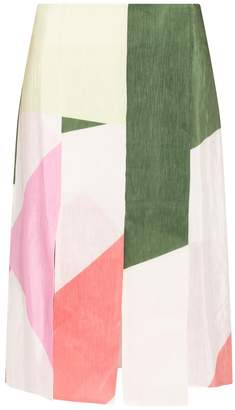 Tibi Pieza Printed Paneled Skirt